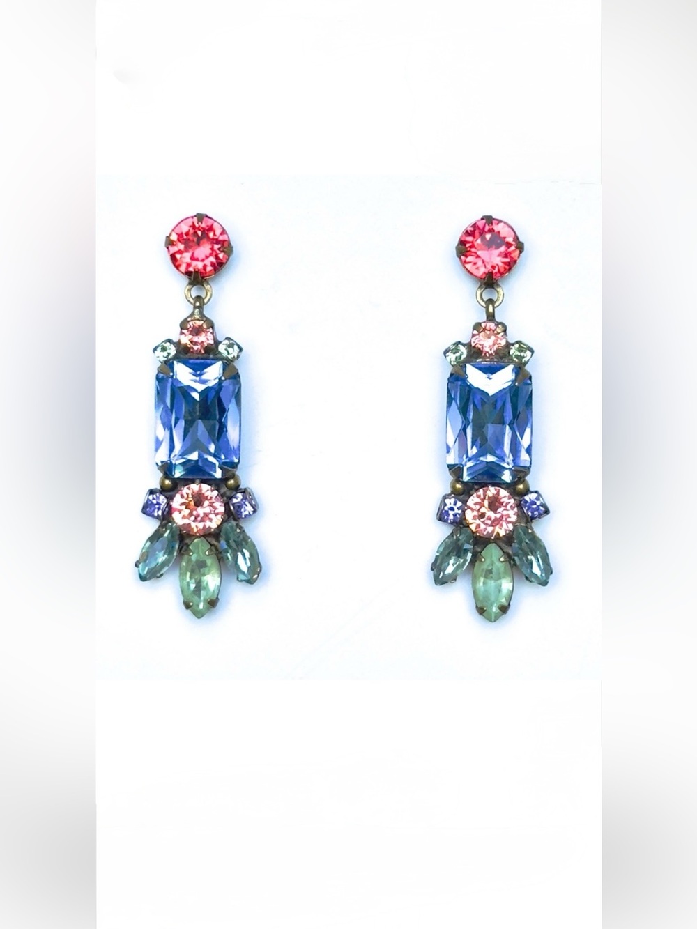 SORRELLI Antique Gold-Tone Multicolor Crystal Dangle Earrings